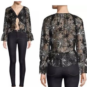 For Love and Lemons Sparkle Sequin Top XS